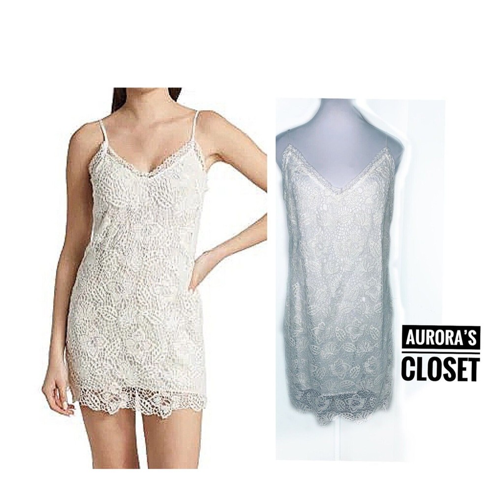 Rag Bone 14 White Crochet V Neck Mini Dress Aleah Spaghetti Sorority Bridal $475